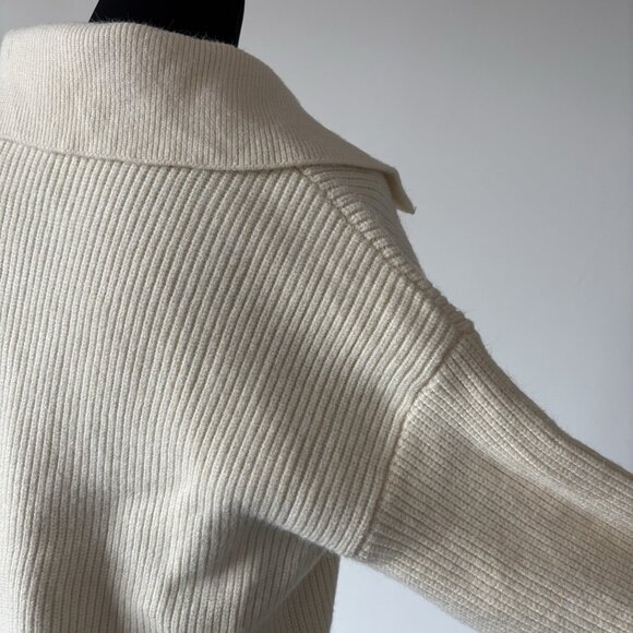 Lucca Women’s V Neck Sweater Polo Collar Size XS Beige Academia Neutrals Capsule - Picture 8 of 14